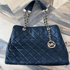 Michael Kors quilted black leather and gold shoulder bag